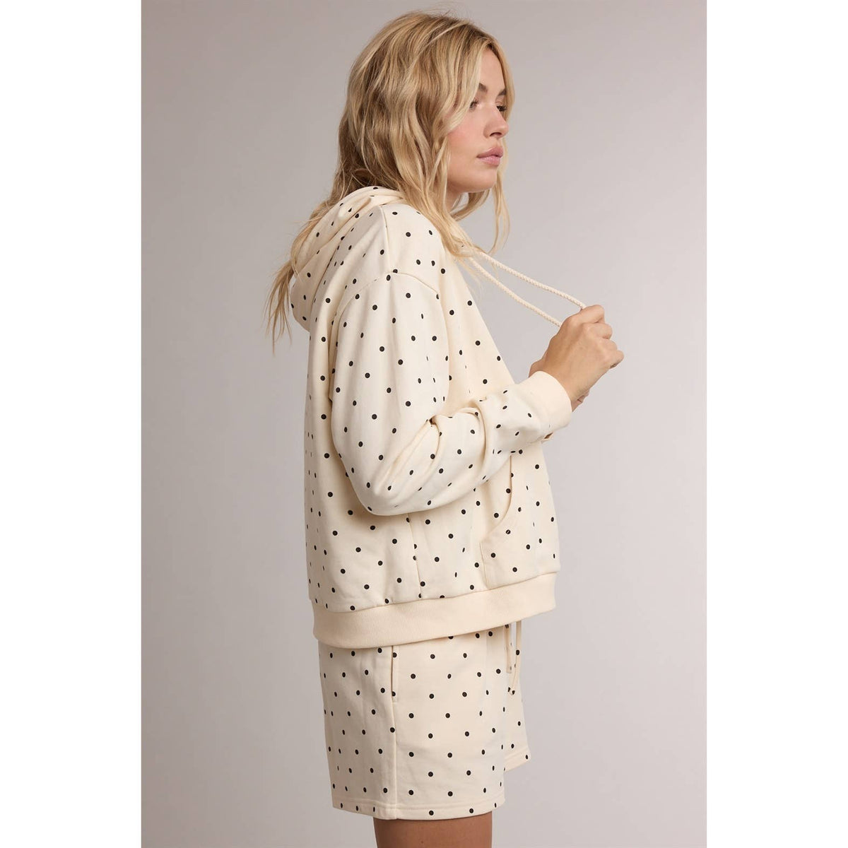 POLKA DOT HOODIE & MINI SHORTS SET / WL26-13441