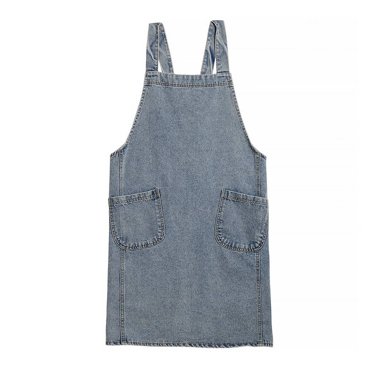 Cotton Canvas Washed Denim Apron with pockets_CWMM3296