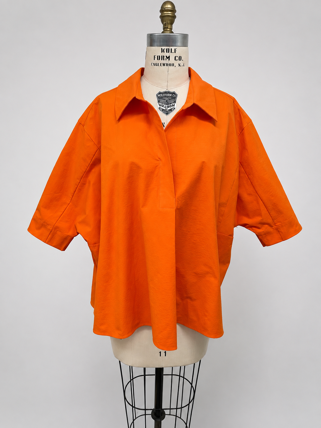 Kaia Modern Oversized Button Down Top Navy & Orange (#WT61176)