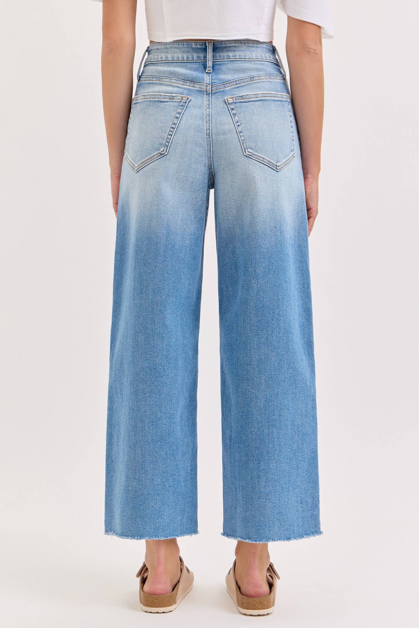 High Rise Crop Wide Leg with Raw Hem [WV99769LT]