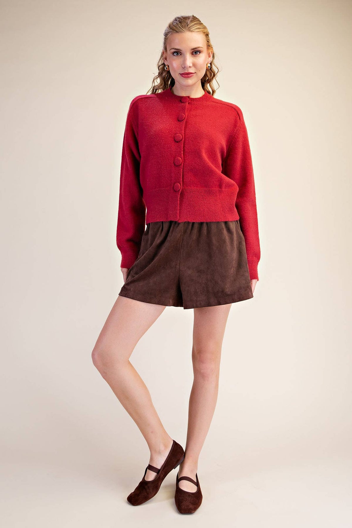 Button Closure Long Sleeve Sweater Cardigan