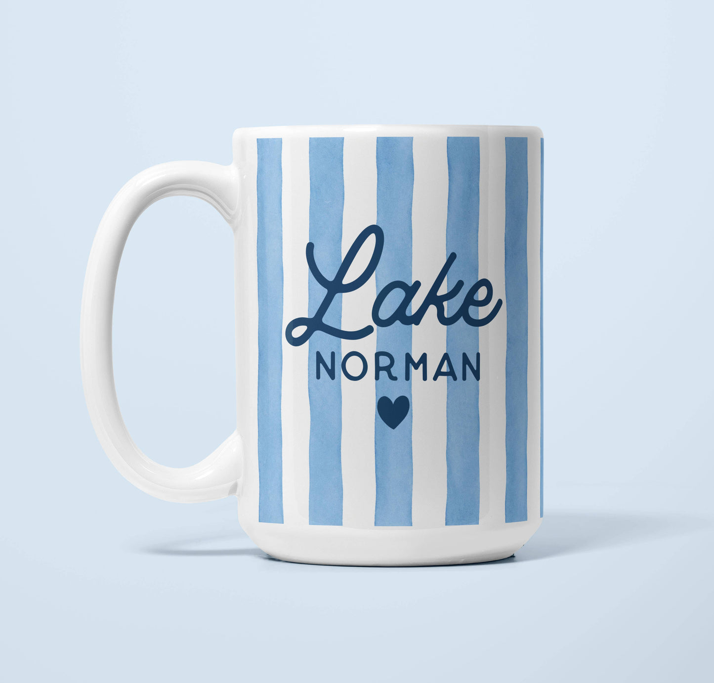 Personalized Blue Stripe Lake Mug – Custom Lake Mug