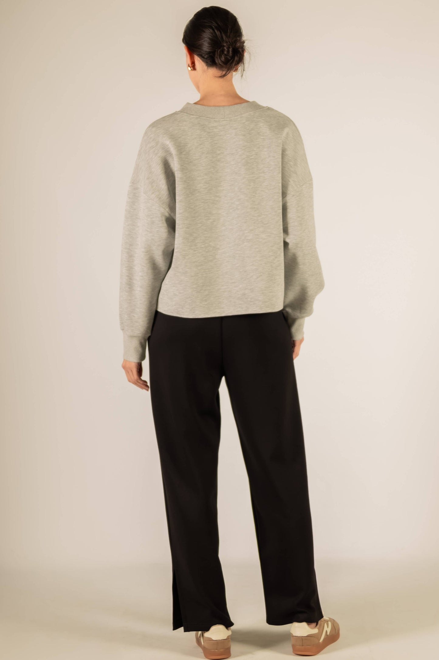 P. CILL Butter Modal Rib Contrast Oversized Cropped Cardigan