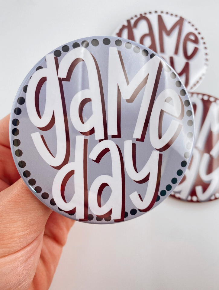 Maroon Game Day Polka Dots Tailgate Buttons | Game Day Pins