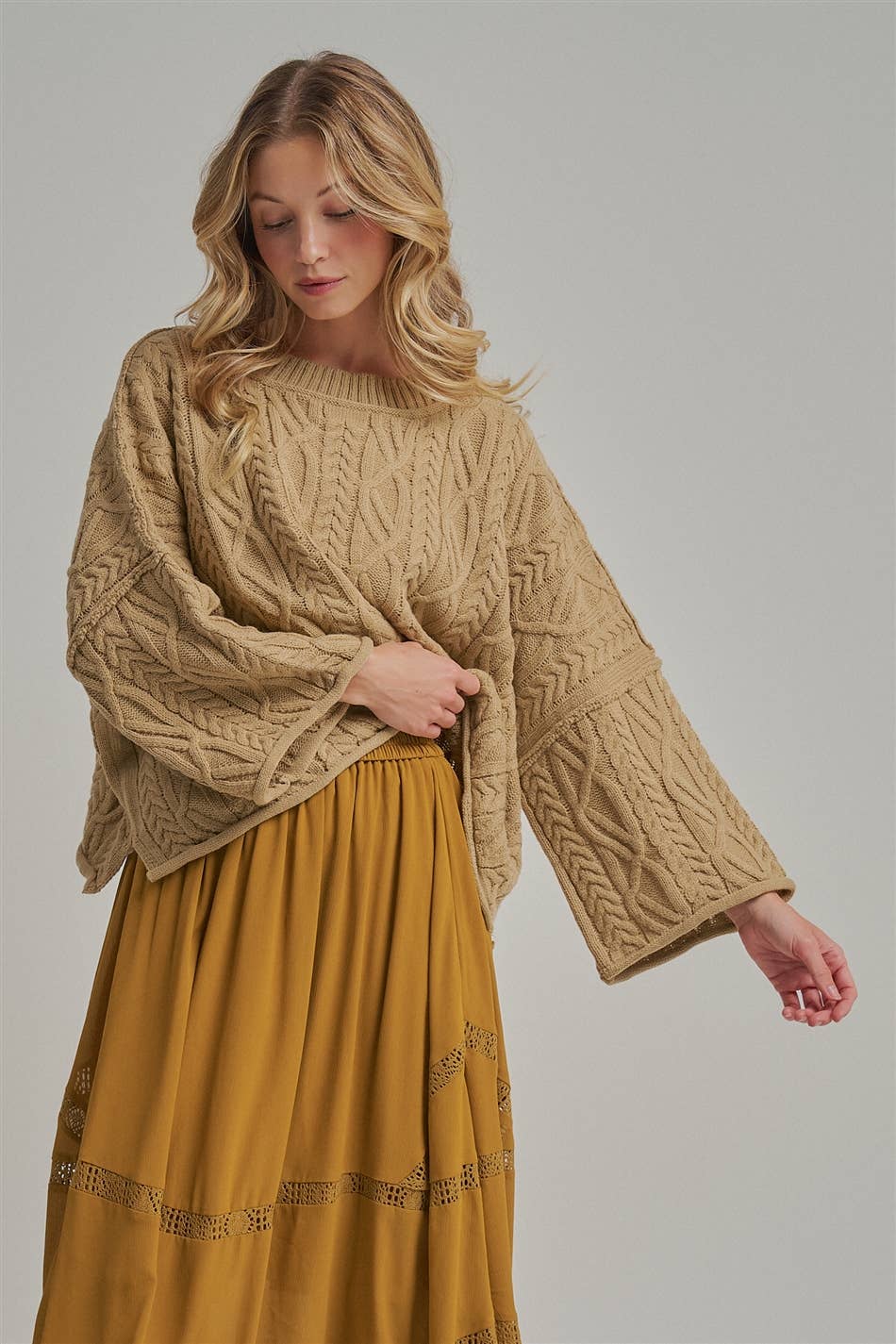 OVERSIZED CABLE KNIT CASUAL BOHO FALL SWEATERTOP_JLT00437-01