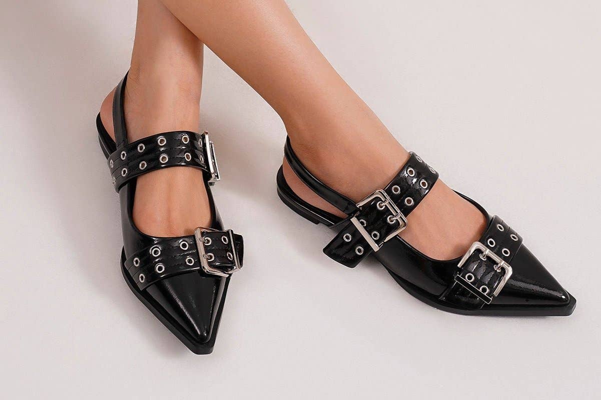 SWIRL-02 Buckled Slingback Flats
