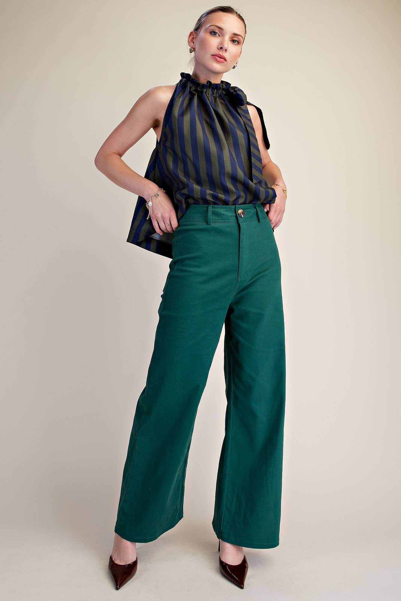 High-Waist Straight Stretchy Pants