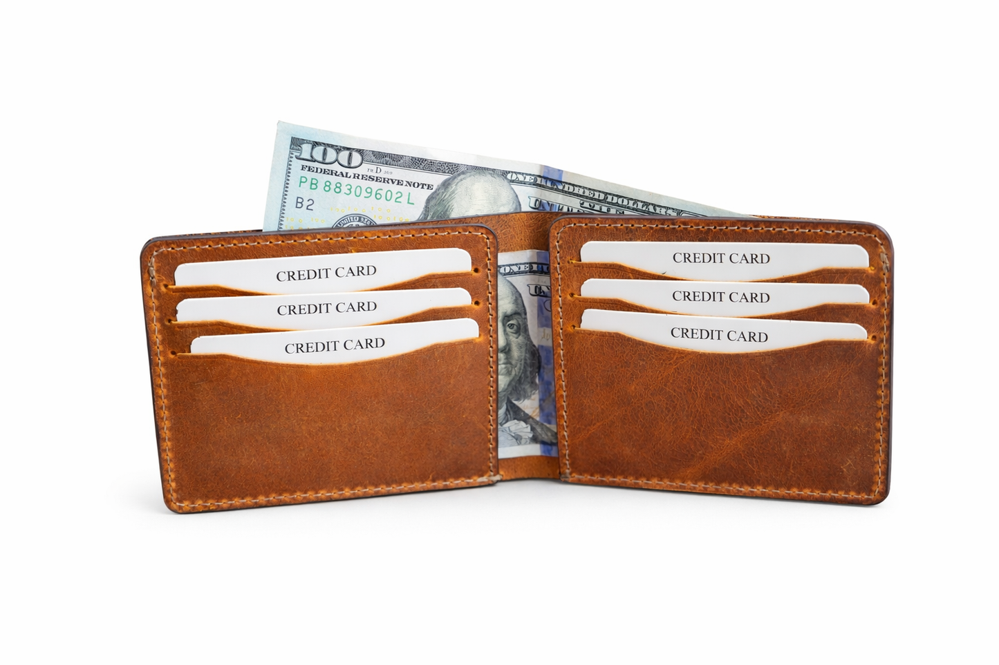 Men’s Full-Grain Crazy Leather Bifold Wallet Premium Leather