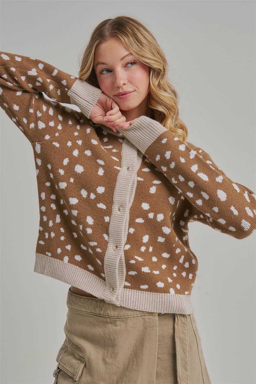 DEER PATTERN BUTTON DOWN FALL SWEATER CARDIGAN_JLT00359-01