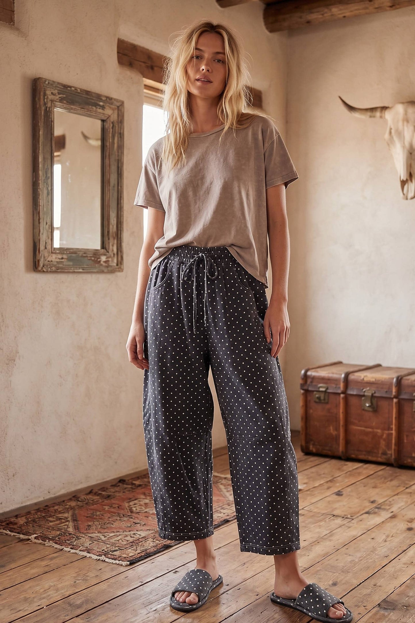 Oversized Mineral Washed Scuba Barrel Lounge Pants