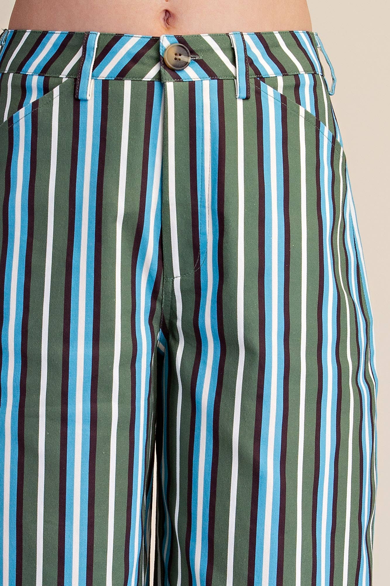 Barrel Leg Stripe Casual High Waist Pants