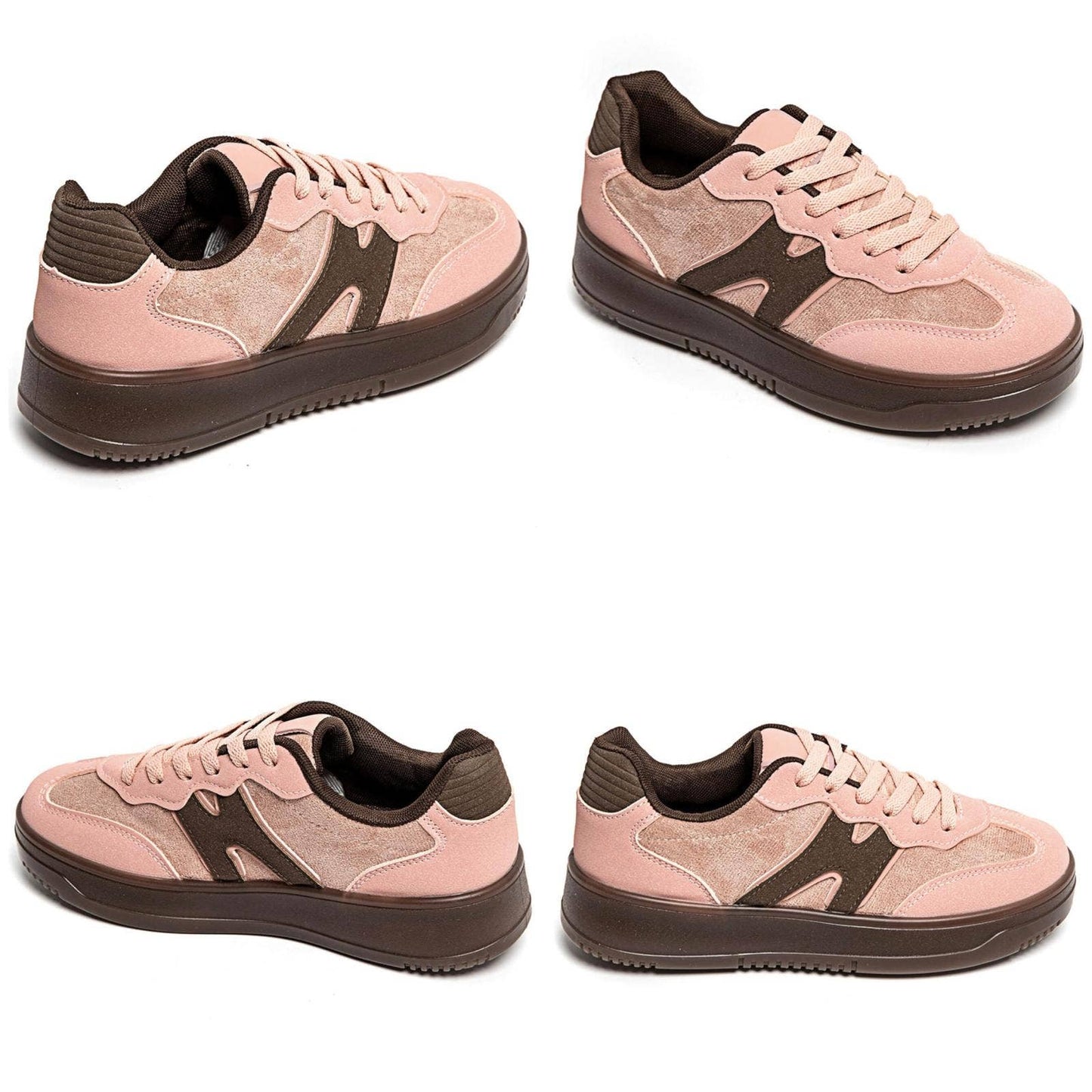 CLASSIC STREET COLOUR CONTRAST FAUX SUEDE LACE UP SNEAKERS