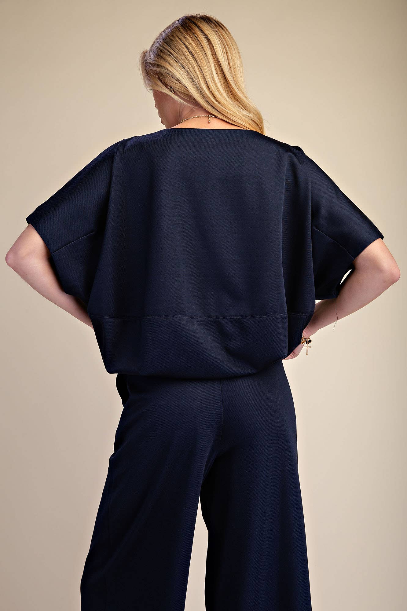 Round Neck Top Adjustable Tie Hem
