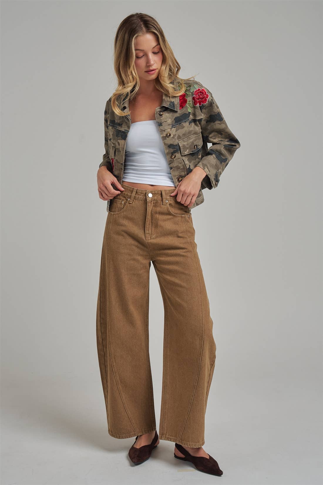 VINTAGE WASHED NON-STRETCH BARREL SHAPED PANTS_JLB80110-01