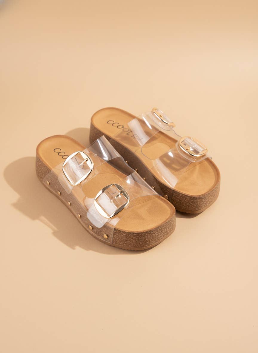 NANCY DOUBLE STRAPS WITH BOLD METAL BUCKLES PLATFORM SANDAL