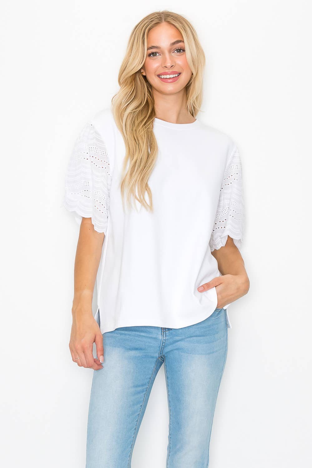 Ramona Pointe Knit Top with Lace
