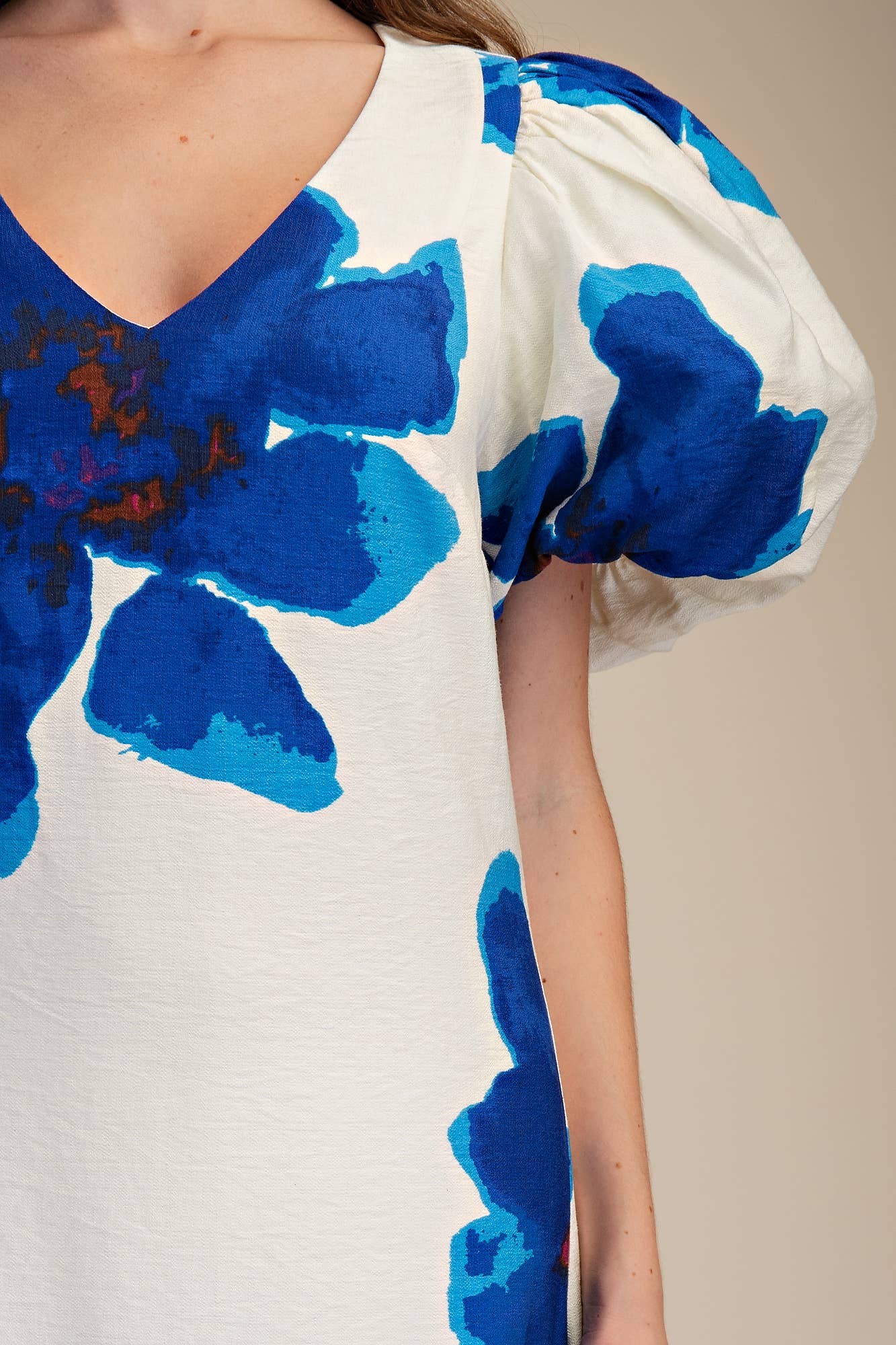 Puff-Sleeve A-Line Maxi Dress