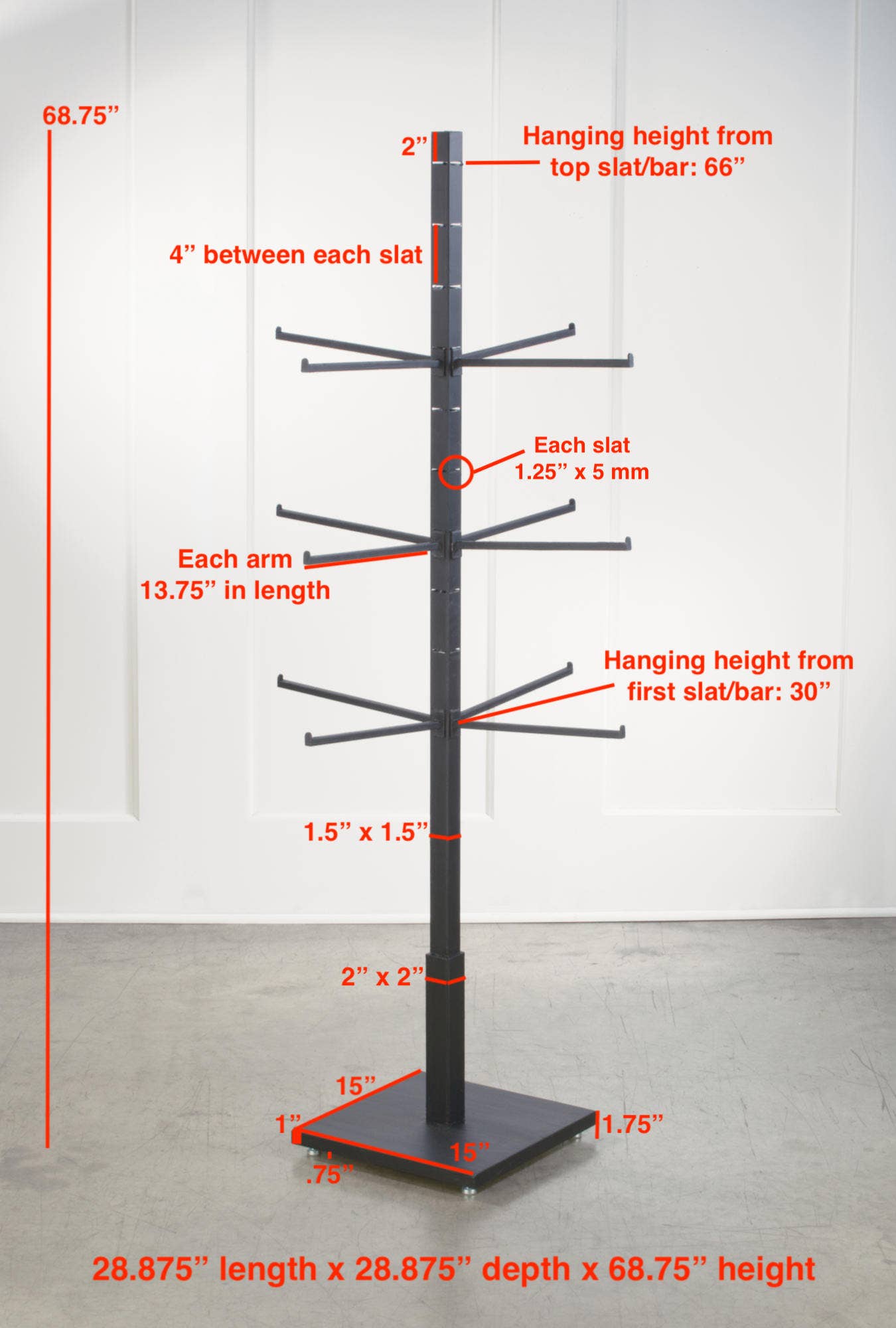 4-Sided Floor Standing Displays with 12 Adjustable Arms