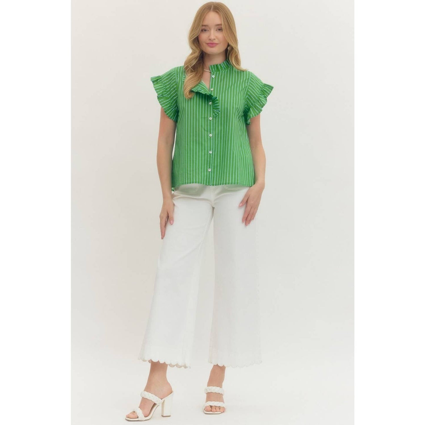 Striped short sleeve top