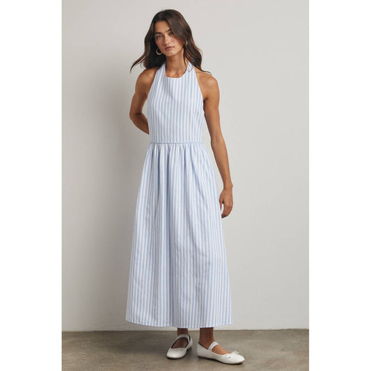 STRIPED HALTER MAXI DRESS / WL25-12138