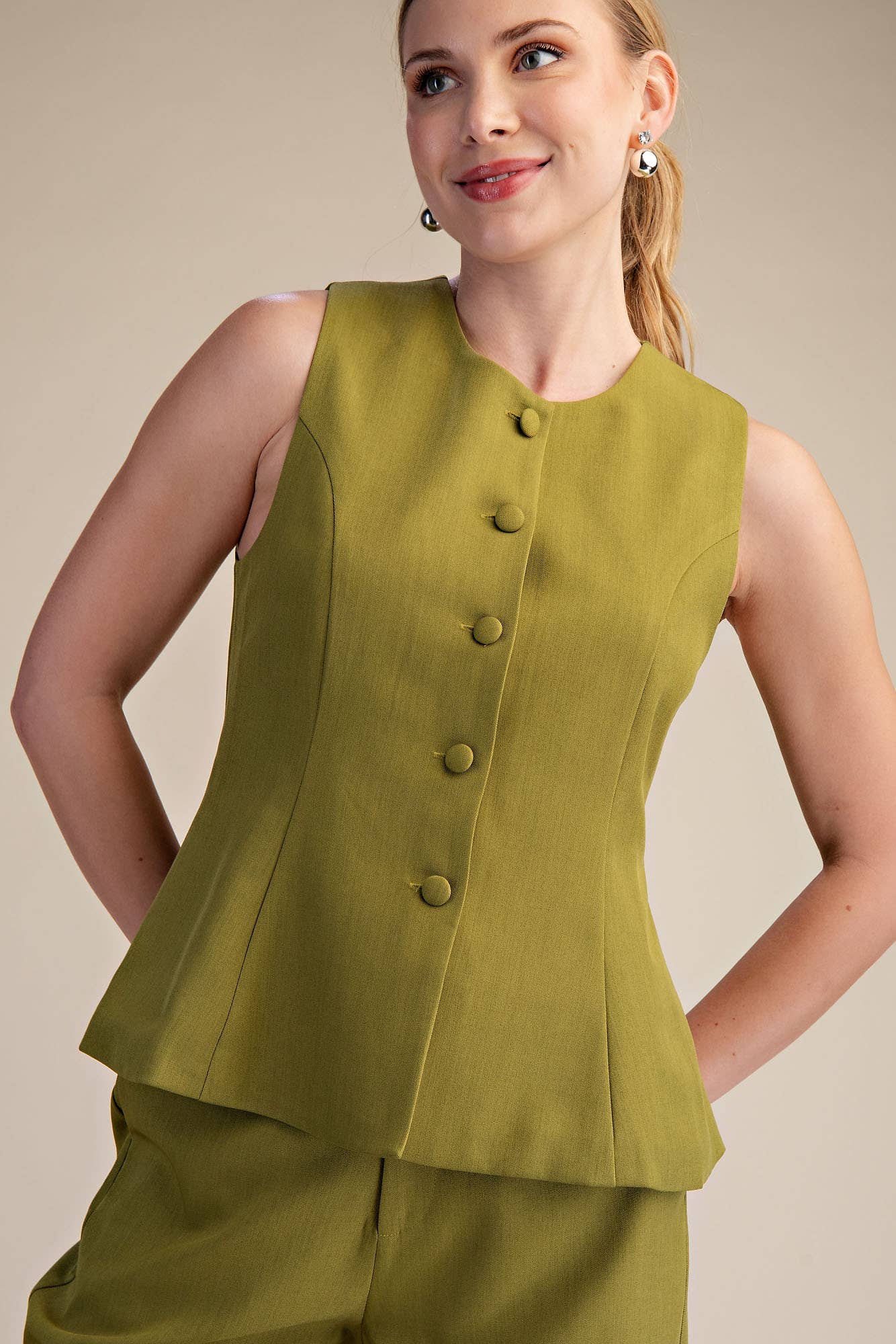 Button Peplum Vest