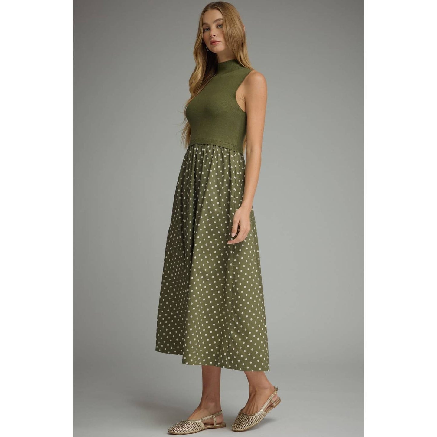 NEW Polka dot sleeveless midi dress