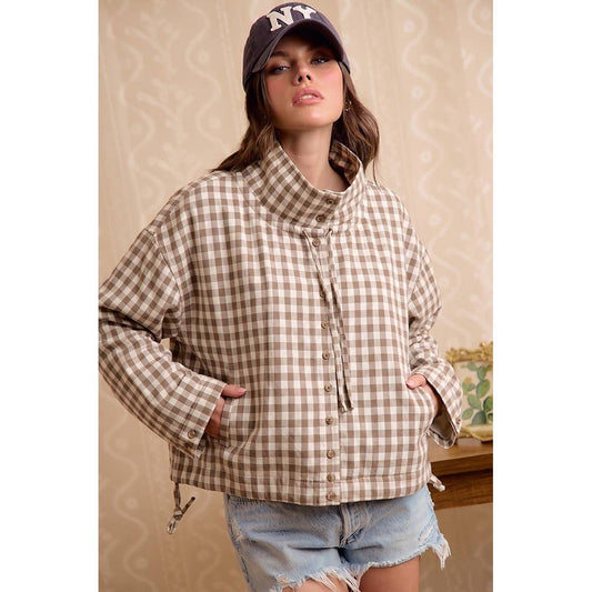 PRINTED HOODED WINDBREAKER JACKET TOP