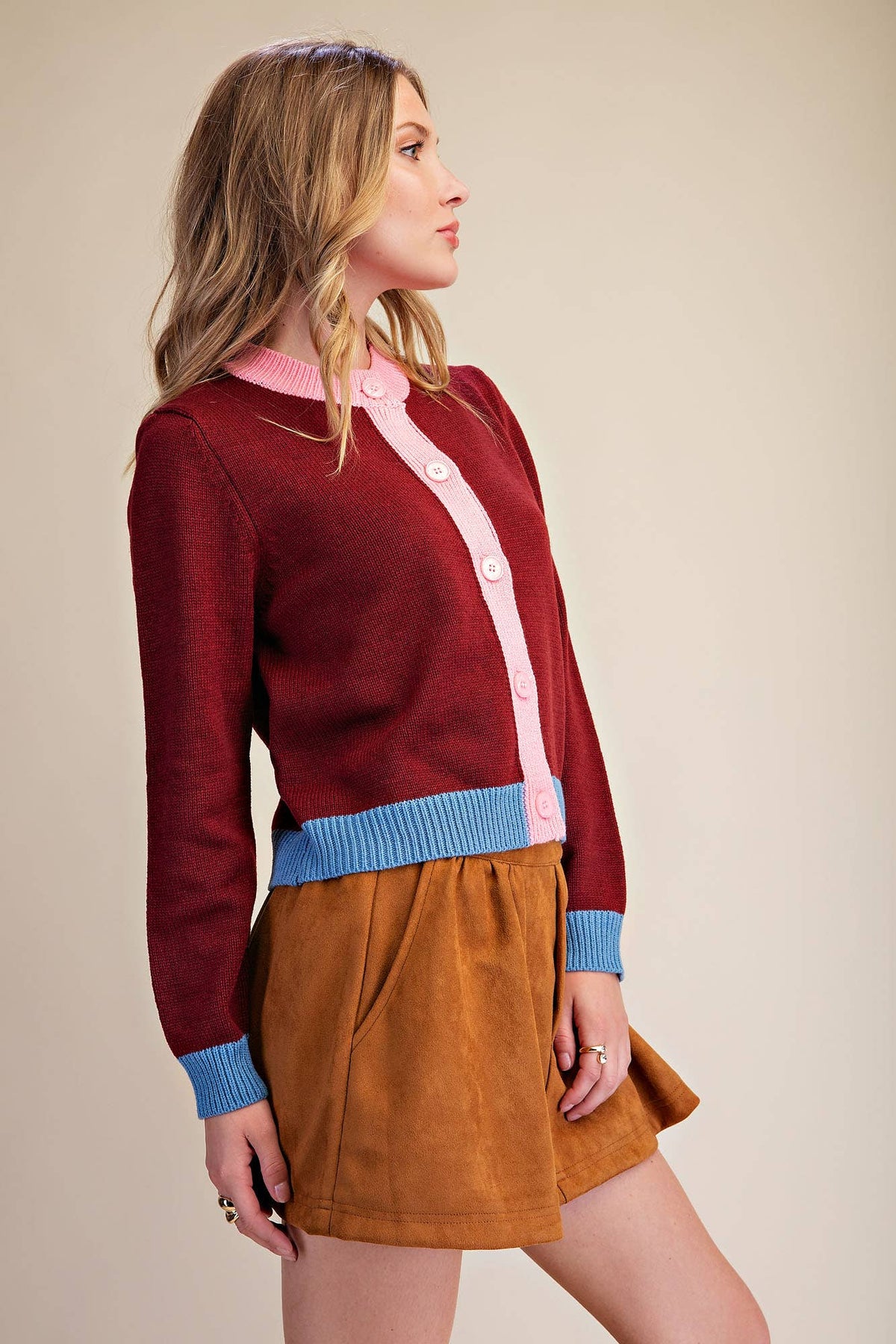 Color Combo Sweater Cardigan