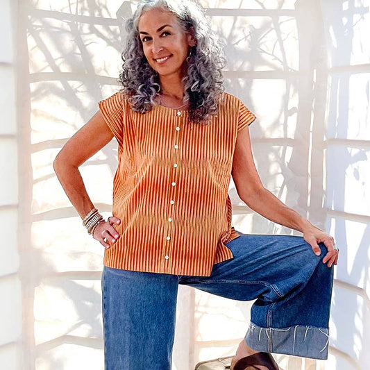 Paulina Blouse Stripes Orange