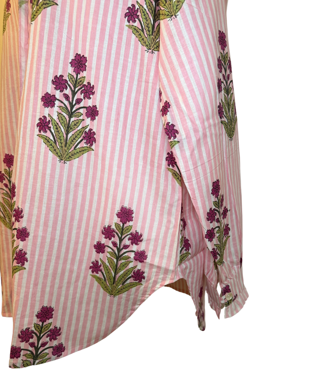 Women's Floral Striped Block Print Ruffled Blouse