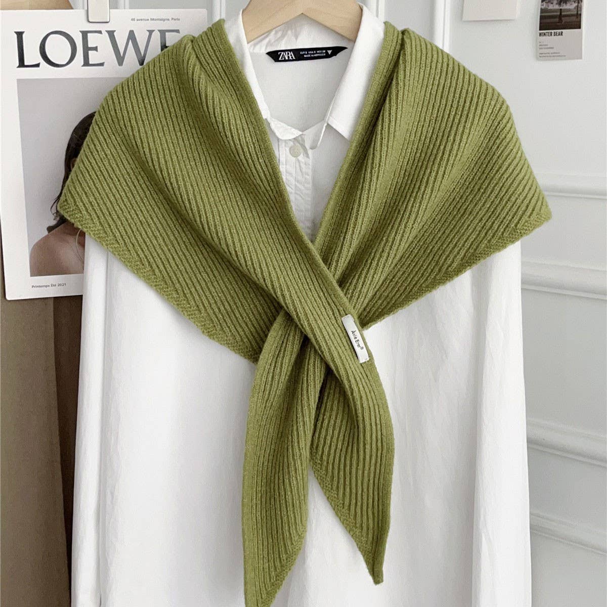 Solid Cross Triangle Shawl Casual Wrap_CWOV00265