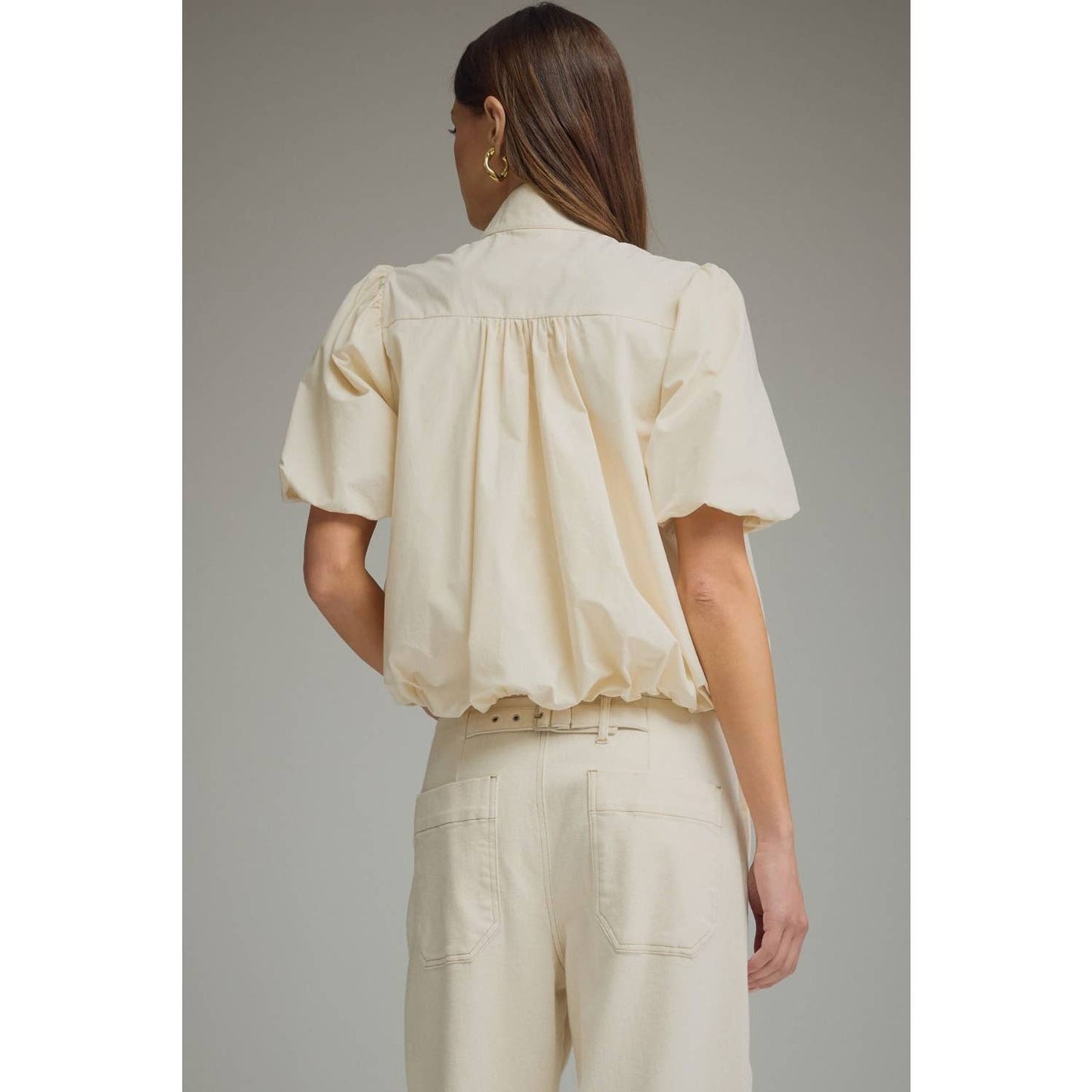 NEW Solid short puff sleeve top