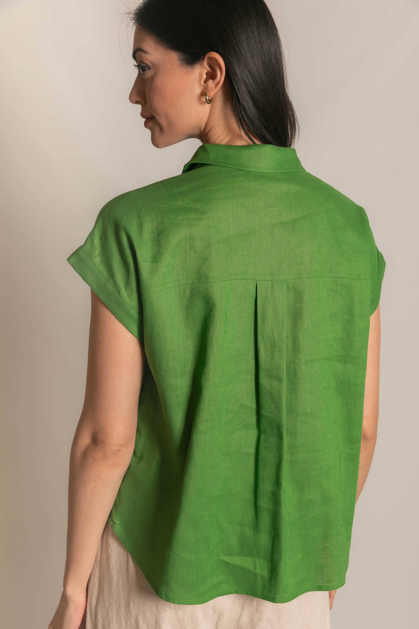P.CILL Linen Relaxed Short Sleeve Button Up Shirt