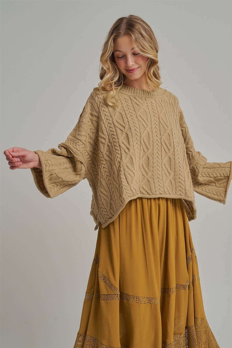 OVERSIZED CABLE KNIT CASUAL BOHO FALL SWEATERTOP_JLT00437-01
