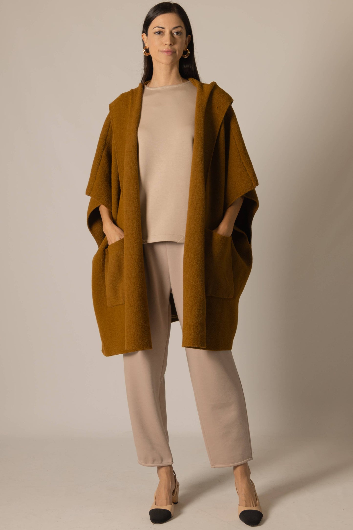 P.CILL Hooded Cape Cardigan