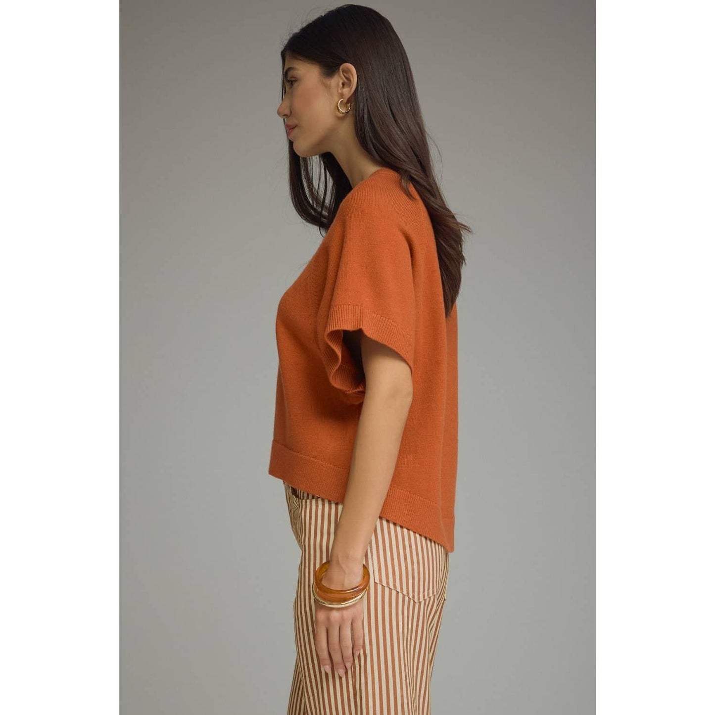 NEW Solid short dolman sleeve knit top
