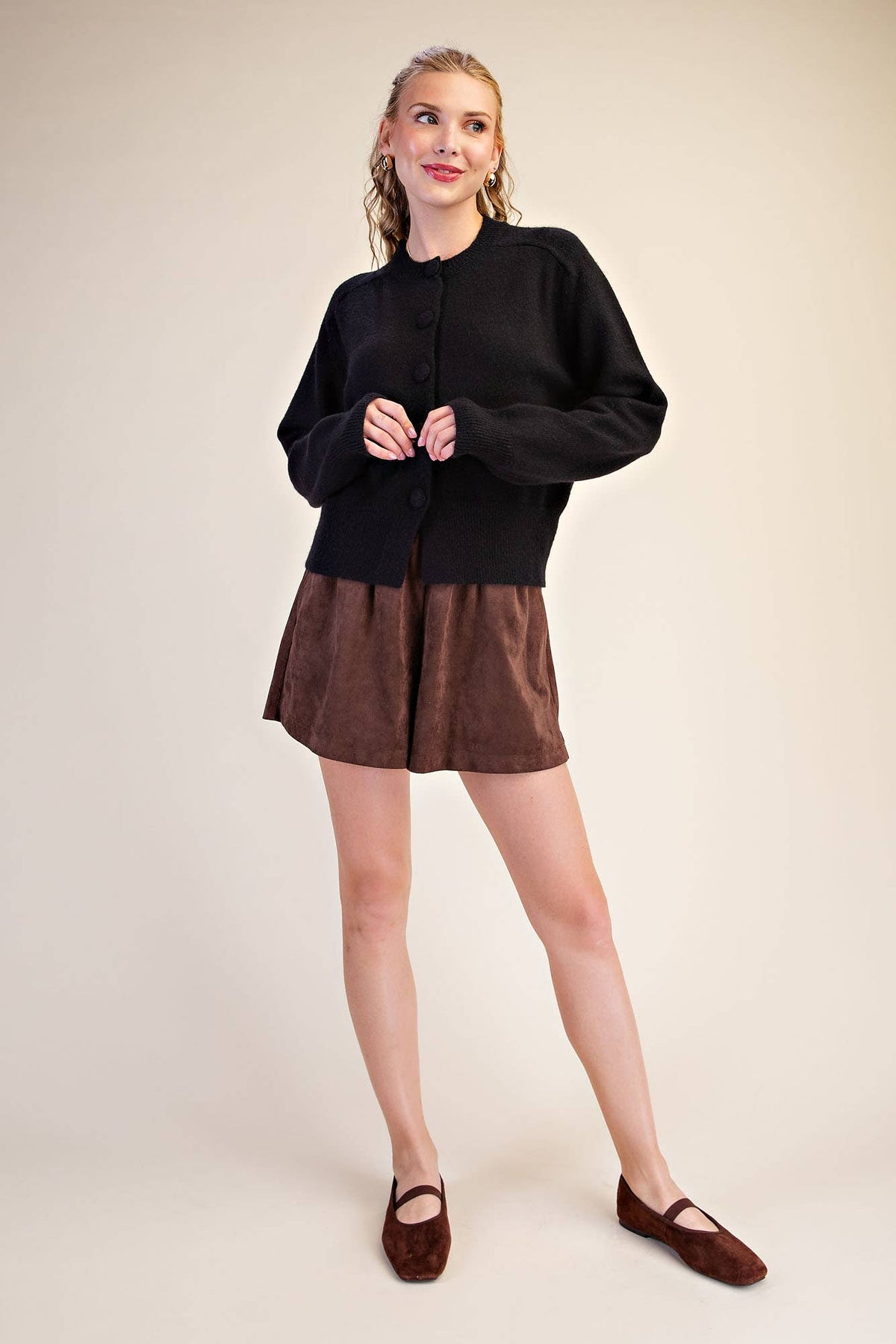 Button Closure Long Sleeve Sweater Cardigan