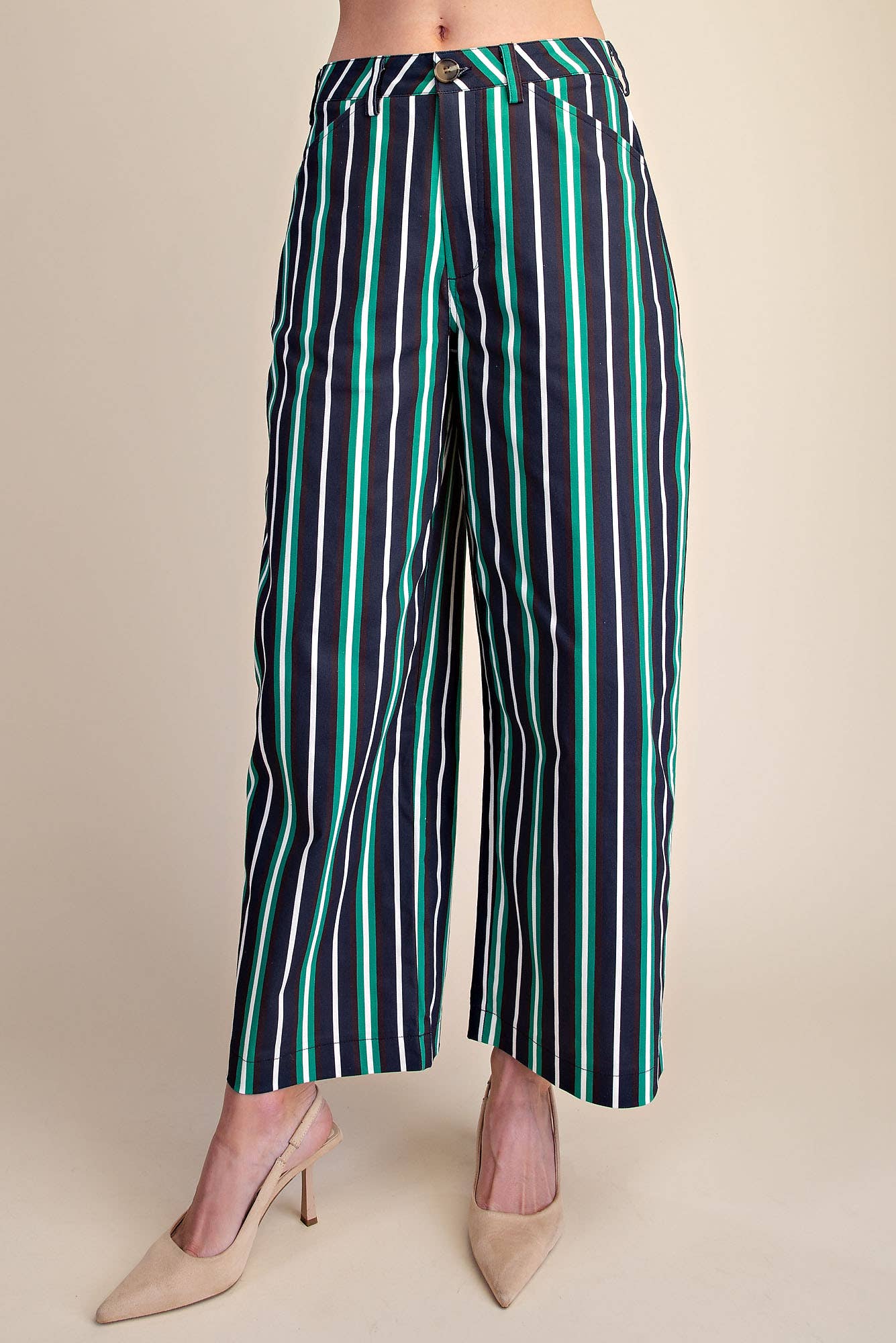 Barrel Leg Stripe Casual High Waist Pants