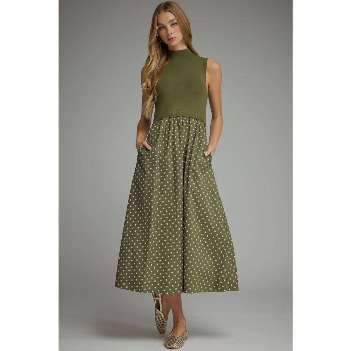 NEW Polka dot sleeveless midi dress