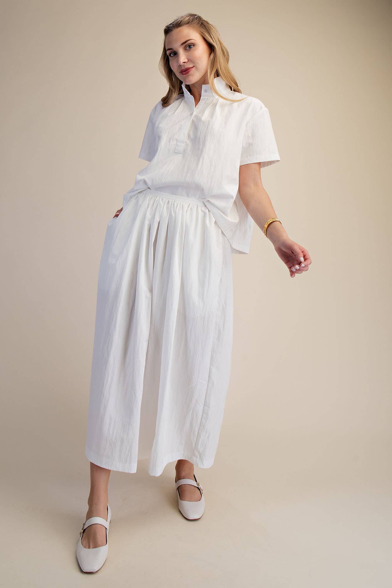 Stand Collar Short Sleeves Shirt