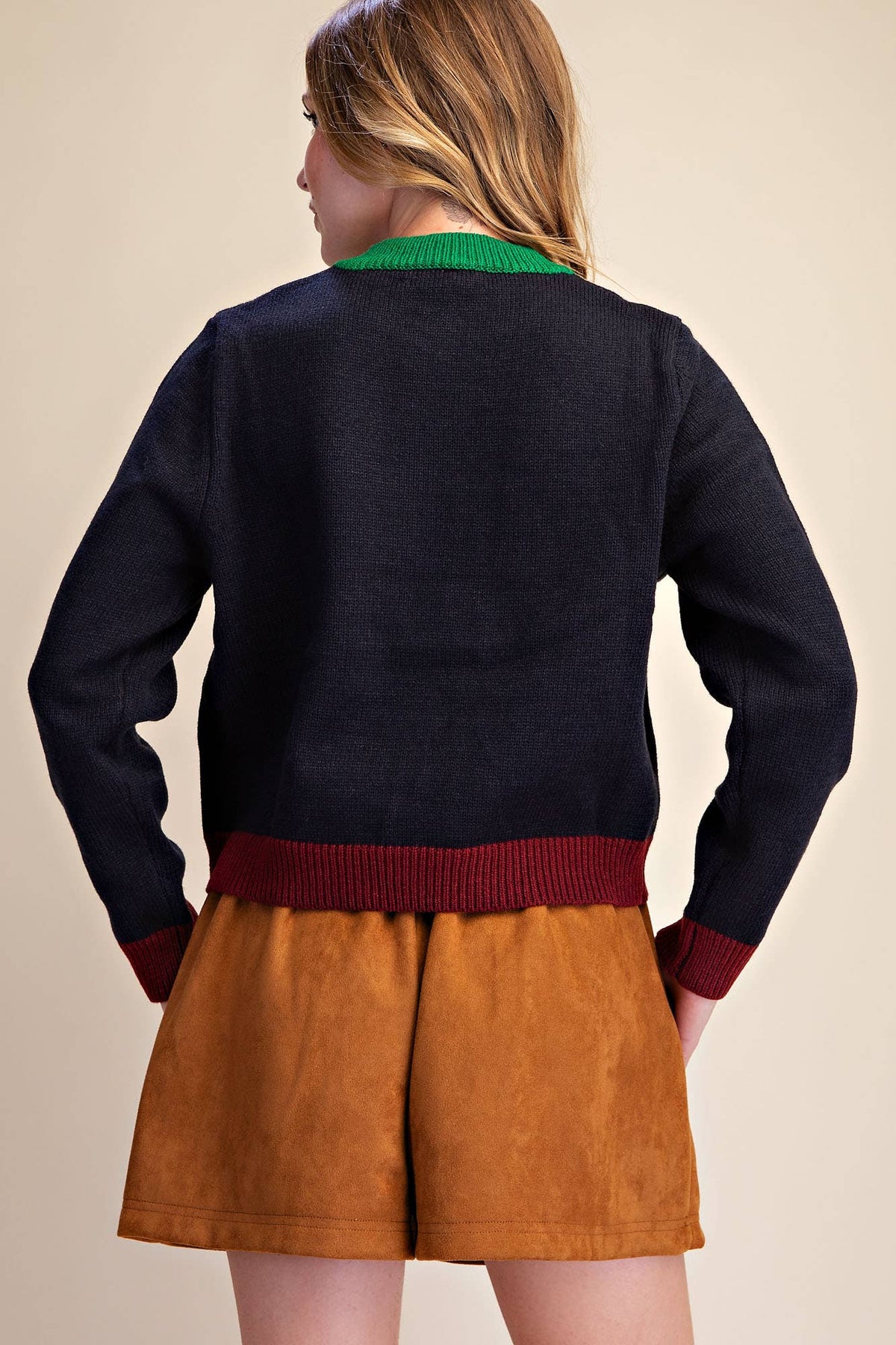 Color Combo Sweater Cardigan