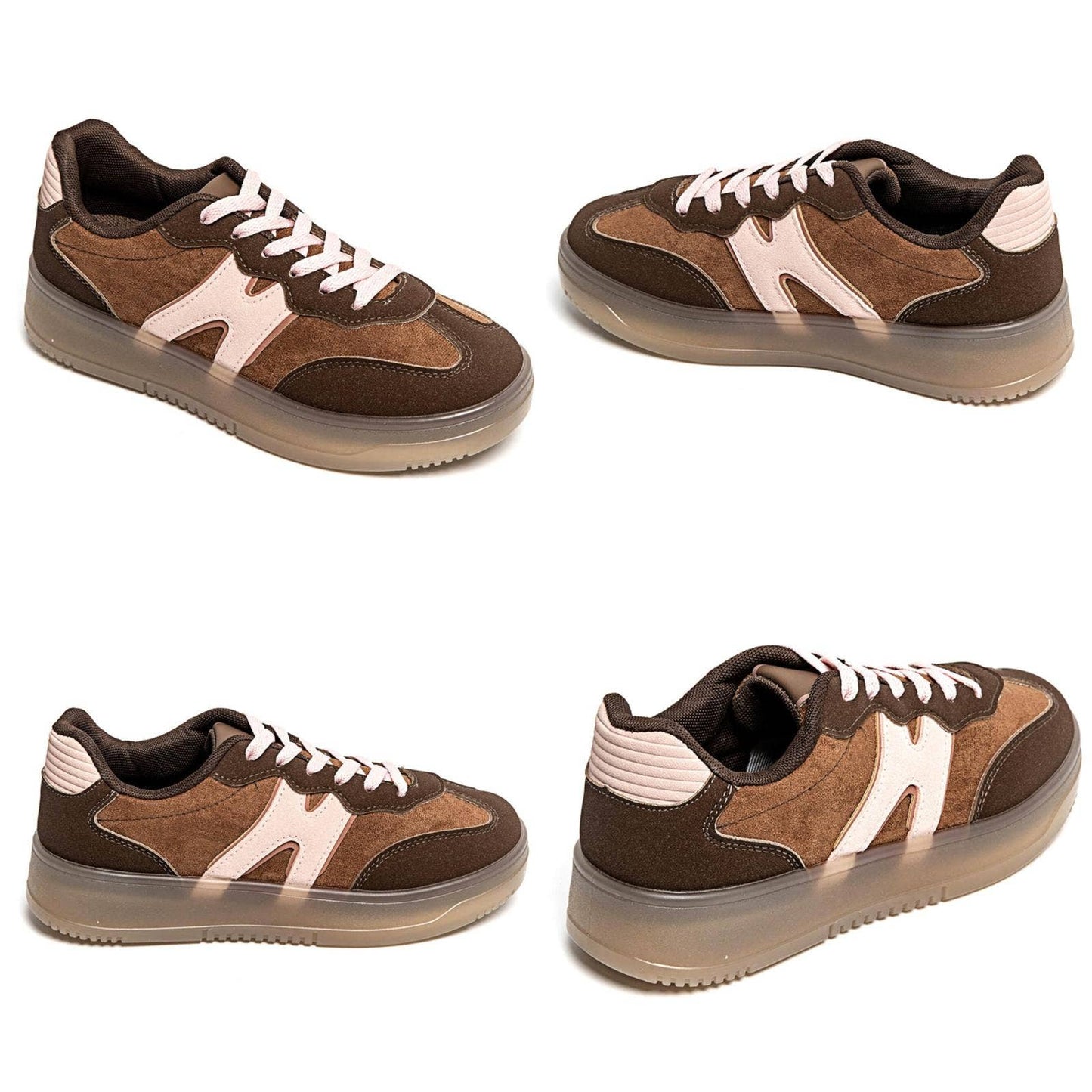 CLASSIC STREET COLOUR CONTRAST FAUX SUEDE LACE UP SNEAKERS