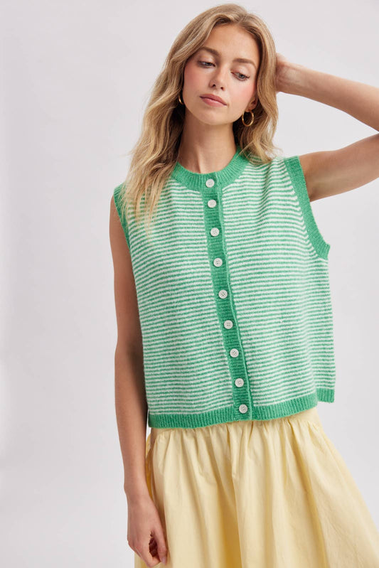 CONTRAST STRIPED SWEATER VEST / WL26-13287