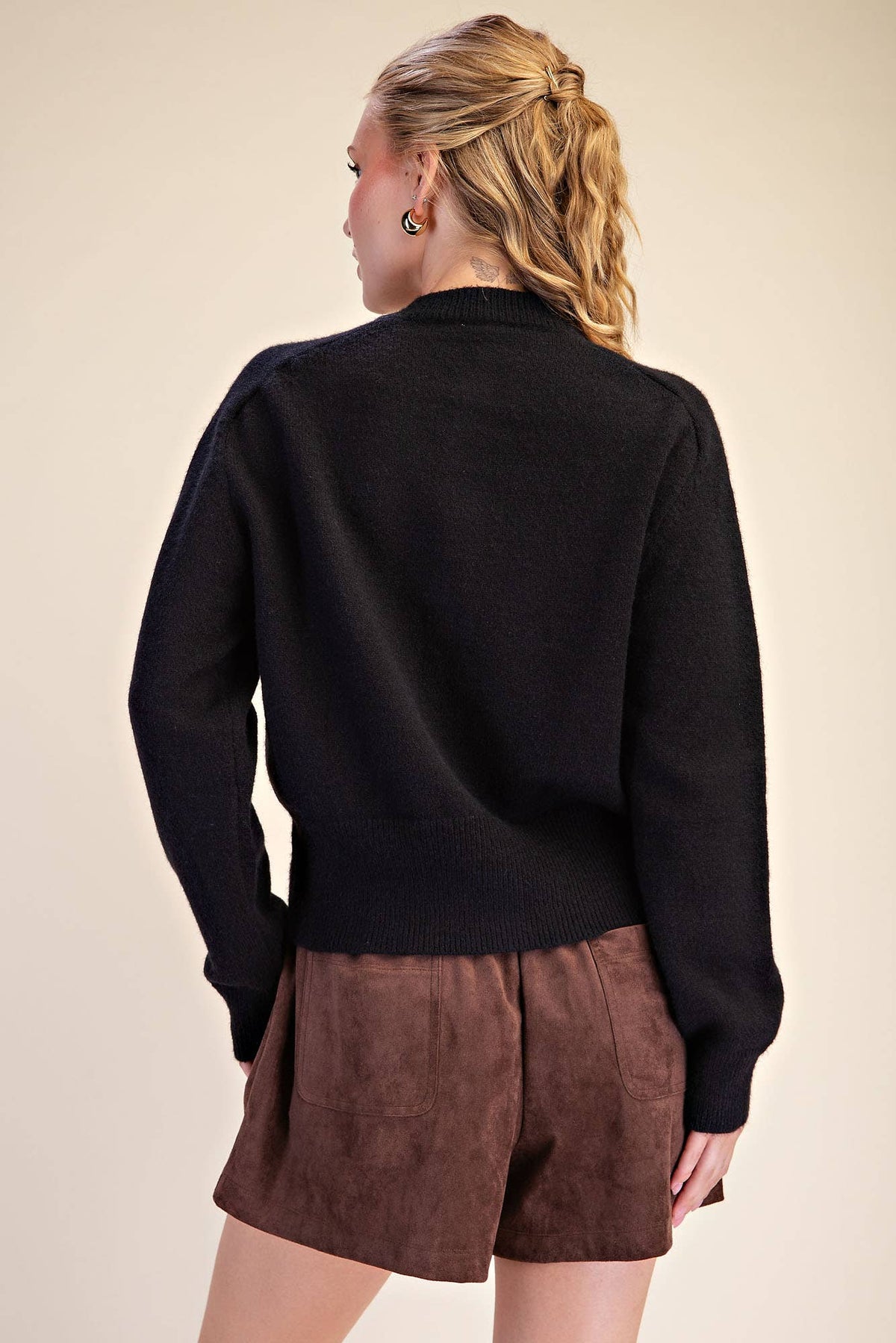 Button Closure Long Sleeve Sweater Cardigan
