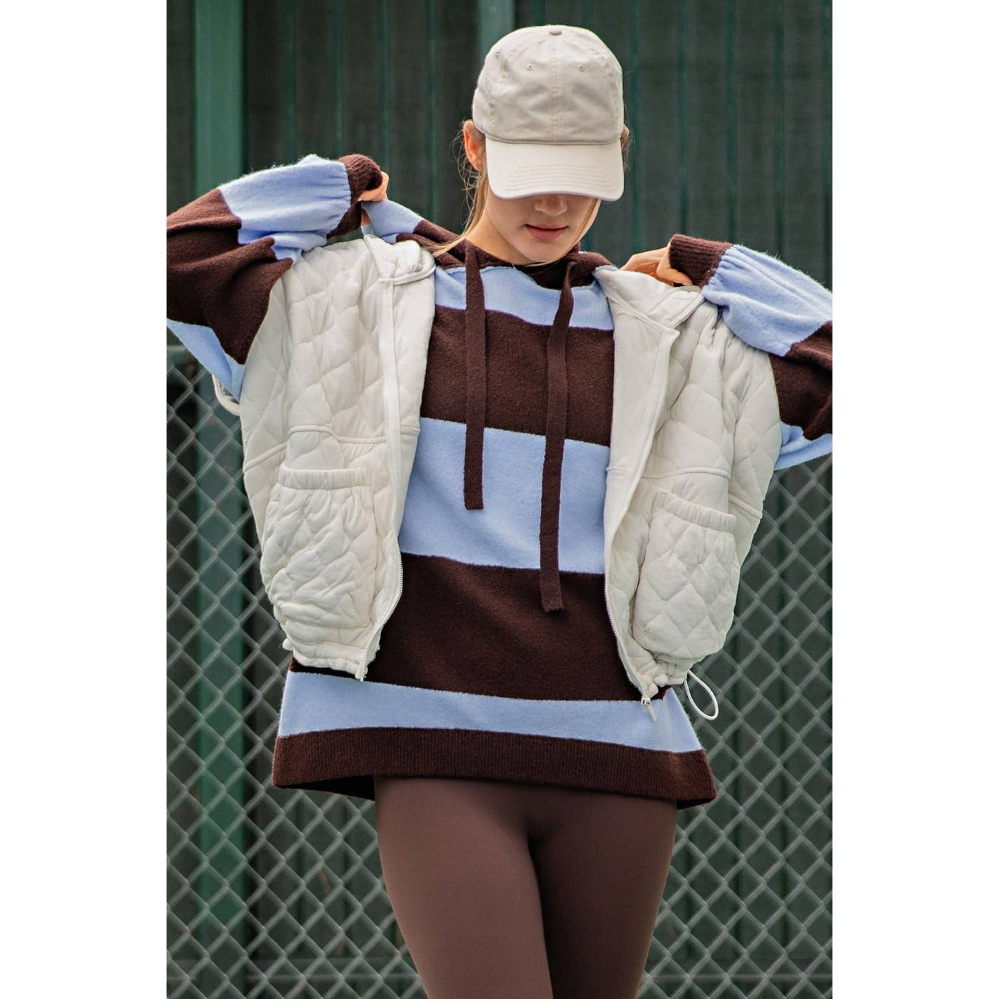 BUBBLE QUILT CINCH HOODIE VEST