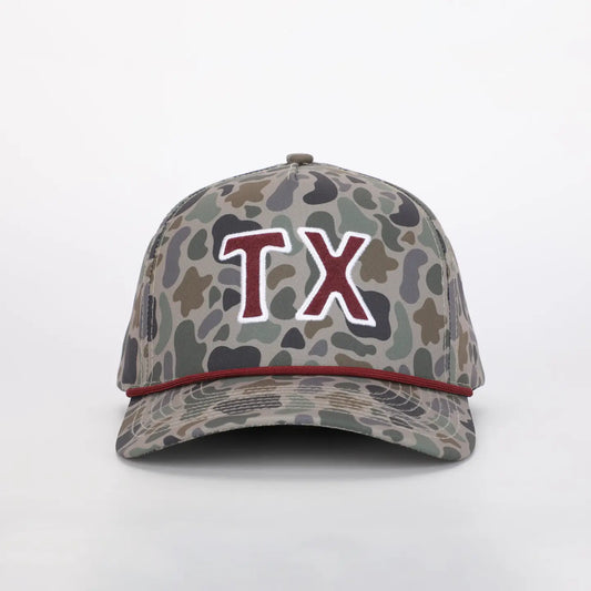 TX Collegiate Hat Camo & Maroon