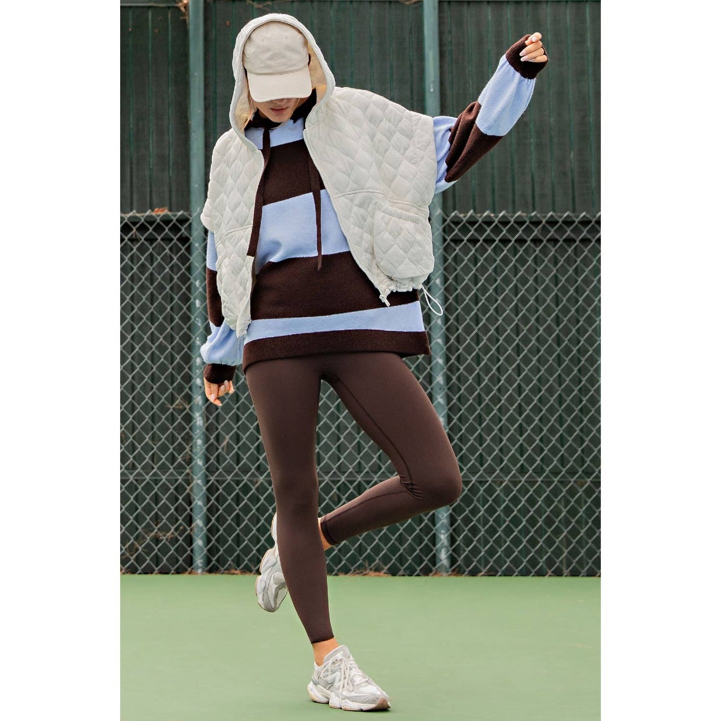 BUBBLE QUILT CINCH HOODIE VEST