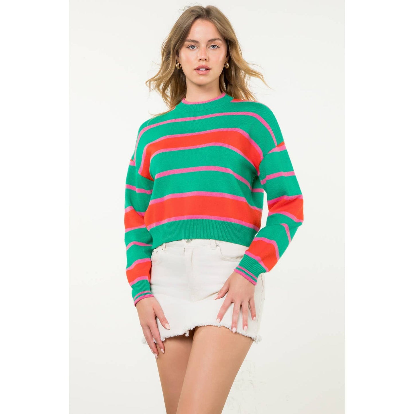 Striped Pattern Knit Sweater