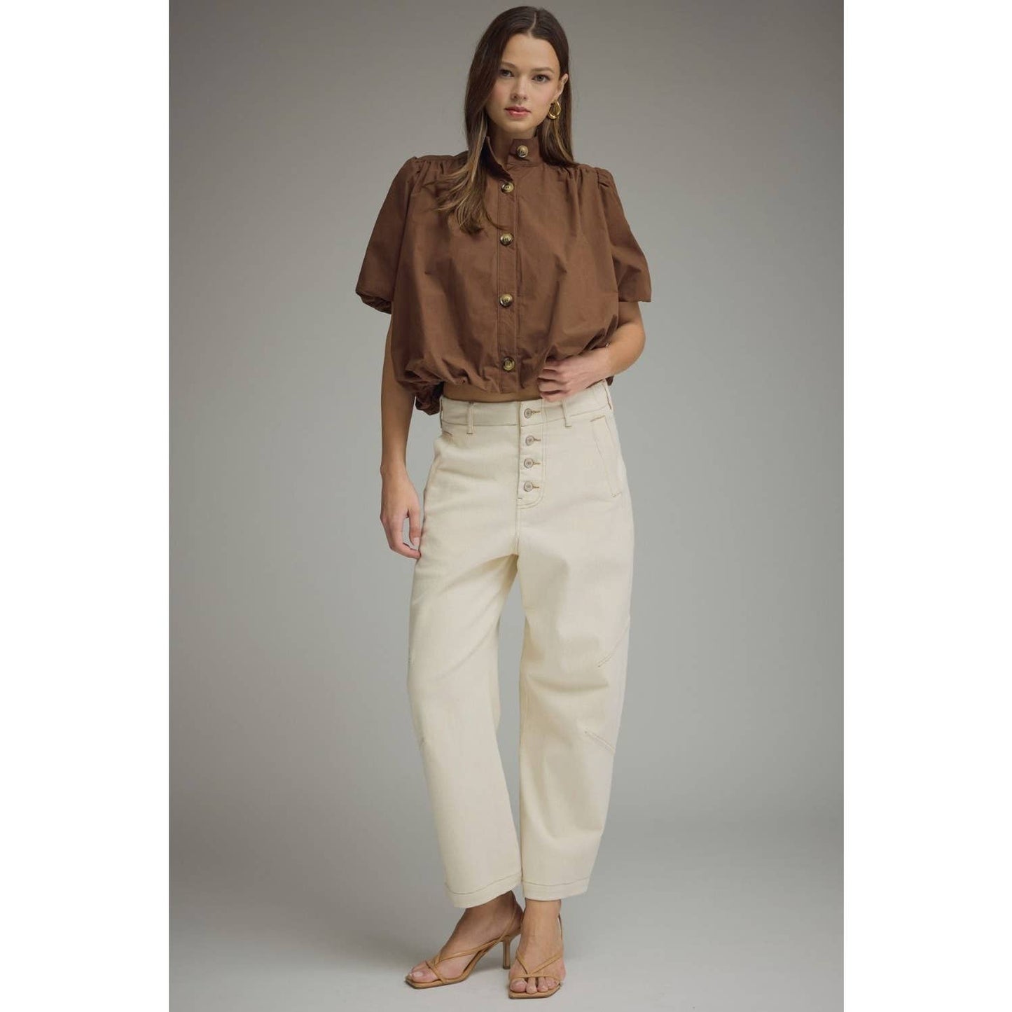 NEW Solid short puff sleeve top