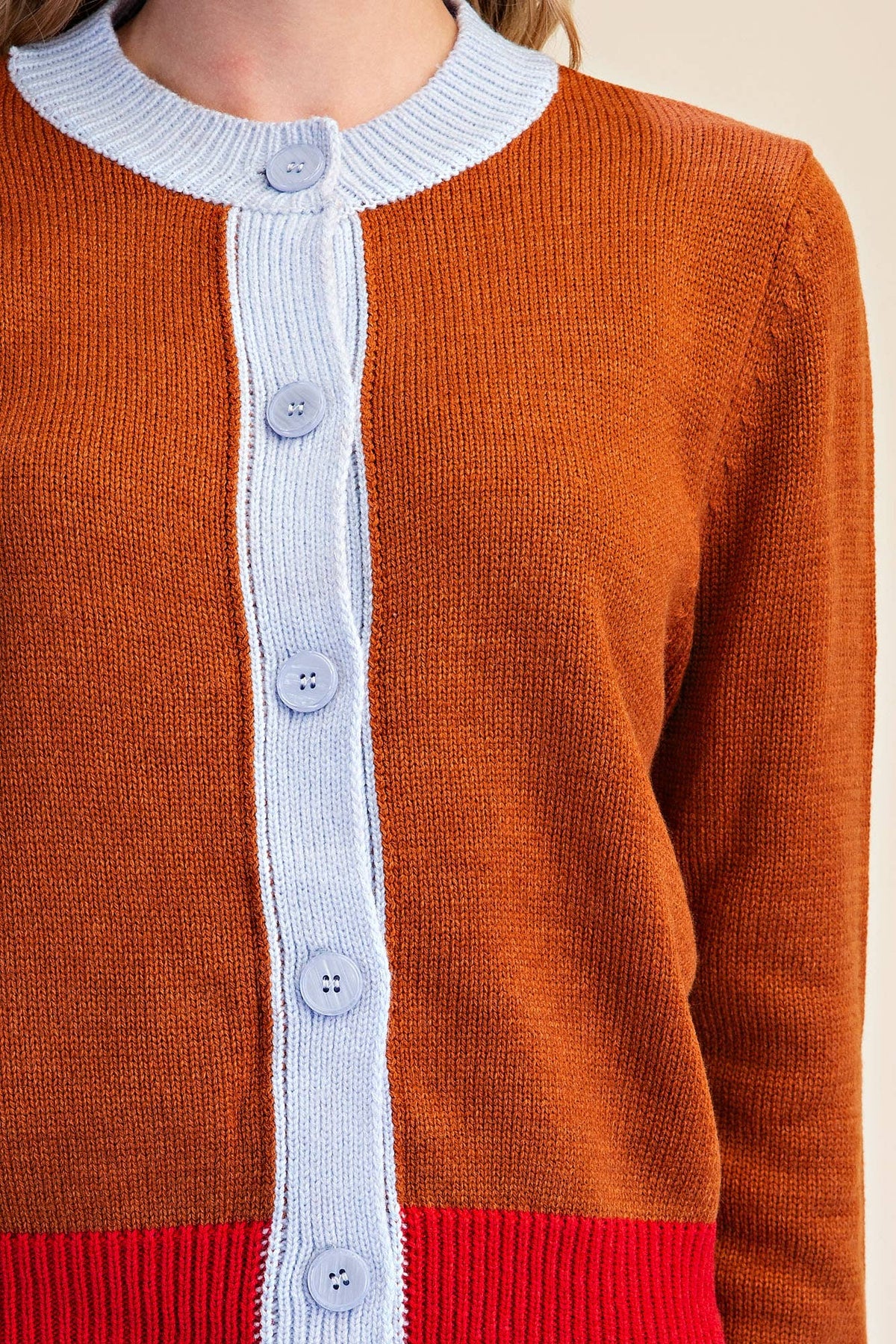Color Combo Sweater Cardigan